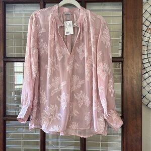 H&M Pink Tie Front Relaxed Blouse